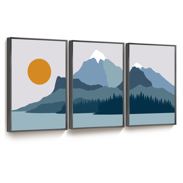 Oliver Abstract Modern 3 Piece Single Picture Frame Print on